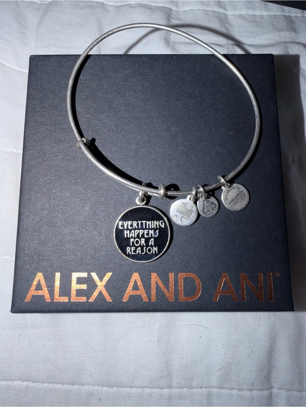Alex and Ani Silver-Tone 'Everything Happens for a Reason' Charm Bangle